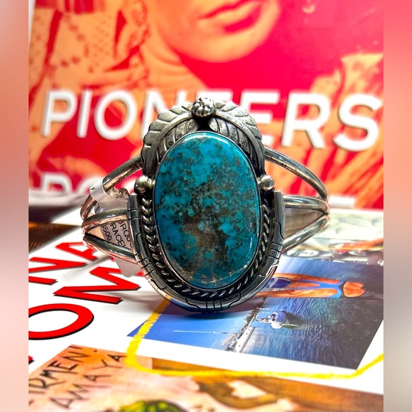 NWT Navajo Handmade Blue Ridge Turquoise Bracelet Betta Lee - Picture 2 of 10